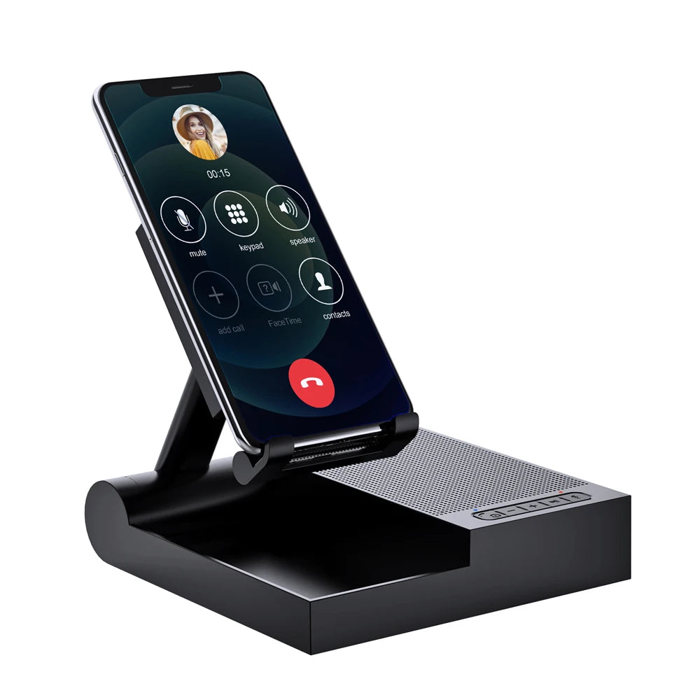 DOSS Wireless Bluetooth Speaker Cell Phone Stand 15W Wireless Charger 8H Playtime Anti-Slip Base Support Adjustable Phone Holder