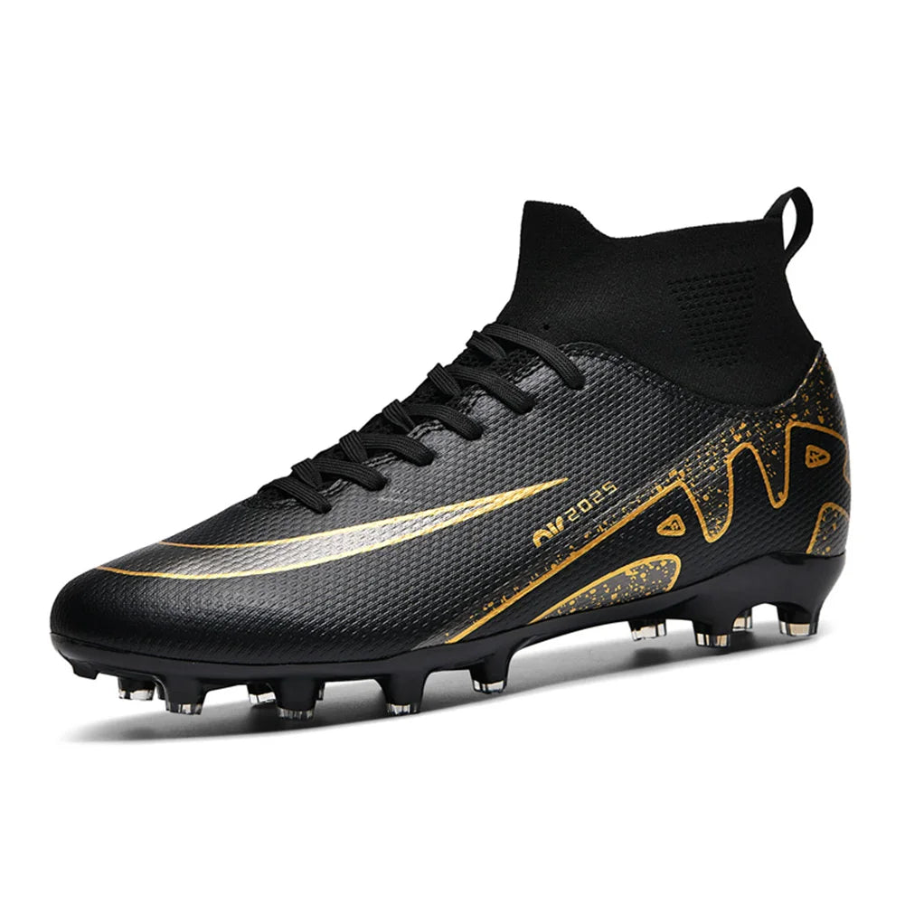 Men Football Soccer Boots Athletic Shoes New Leather Big Size High Top Cleats Training Sneaker Comfortable for Outdoor/Indoor