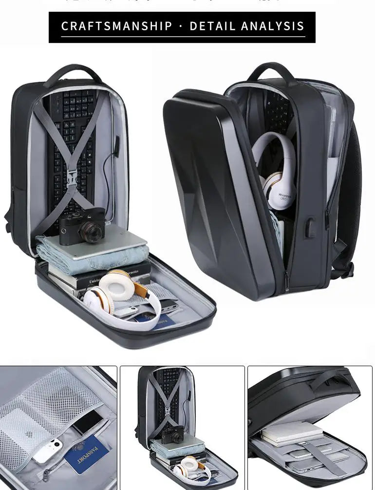 Fashion Men's Backpack Large Capacity Business Laptop Bag Usb Waterproof Suitcase Wholesale Multifunctional Hard Shell Bag