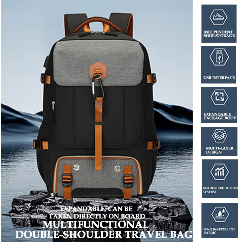 40L ultra large capacity men's backpack, high-end travel backpack, sports outdoor luggage bag, mountain climbing bag, waterproof