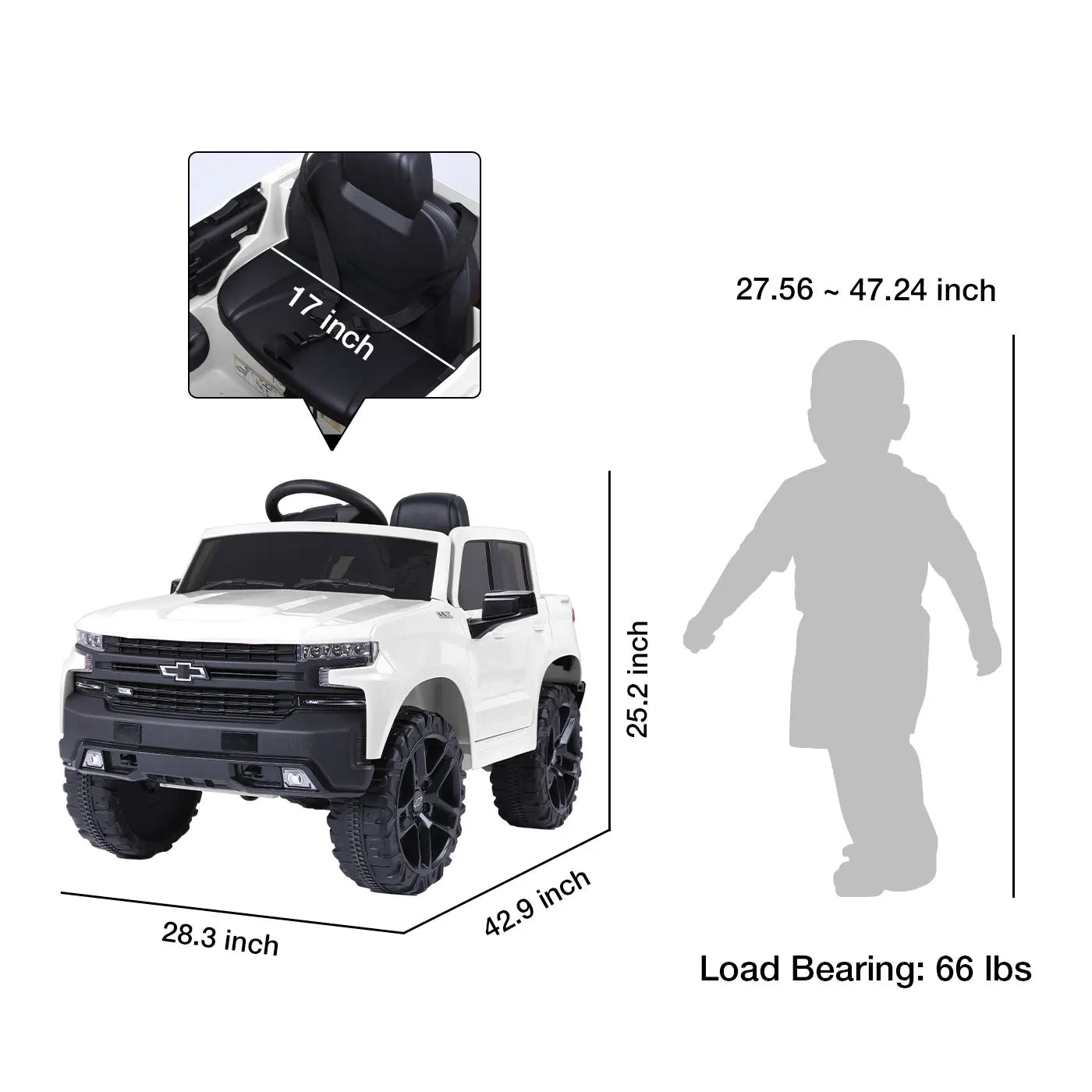 12V Electric Ride On Car 4 Wheeler Truck Safety Toy with Music Radio LED Lights  Truck Car Remote Control Kids' Ride on Vehicles