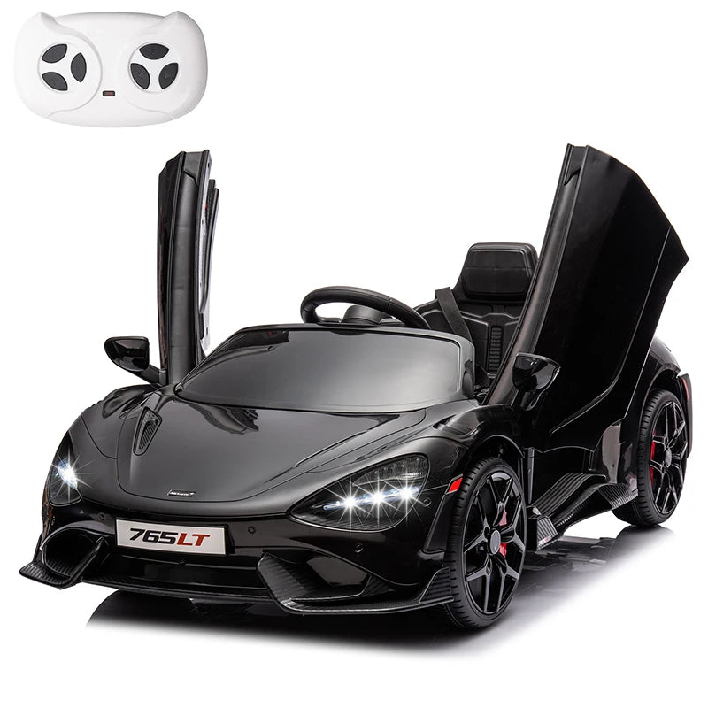 12V Licensed McLaren 765LT Kids Ride On Toy,Electric Vehicle for Toddler Age 3+,Battery Powered Ride On Car with Hydraulic Doors