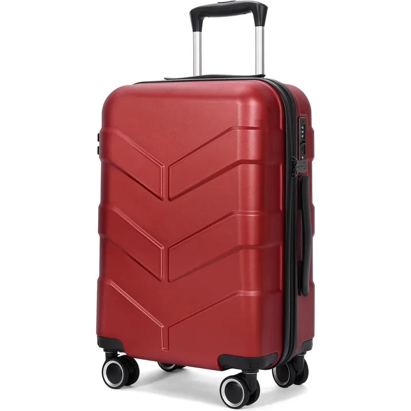 Hardside Carry On Luggage 22x14x9 Airline Approved with Spinner Wheels, 20-inch Carry-On Suitcase for Women & Men, Red