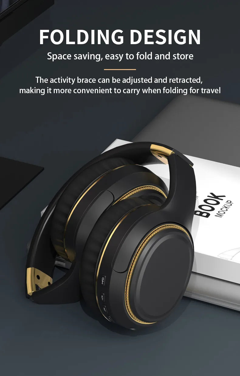 TWS Bluetooth Headphone Wireless Music Headset Over The Ear High Fidelity Bass Stereo Sports Bluetooth Earphones with AUX Cable