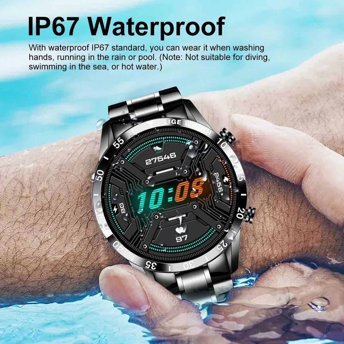 LIGE Fashion Smart Watch Male Fitness Tracker Heart Rate Sleep Monitoring IP67 Waterproof Calling Men Smartwatch For Android IOS