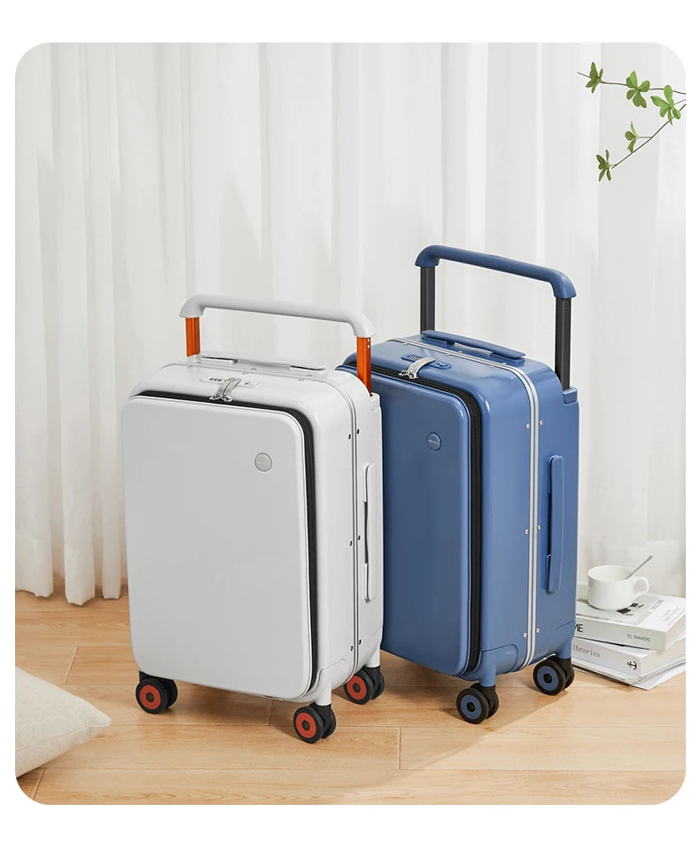 Mixi 2024 New Design Wide Handle Suitcase Men Carry-On Luggage Women Travel Trolley Case 20 Inch Cabin PC Aluminum Frame M9275