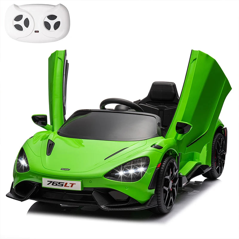 12V Licensed McLaren 765LT Kids Ride On Toy,Electric Vehicle for Toddler Age 3+,Battery Powered Ride On Car with Hydraulic Doors