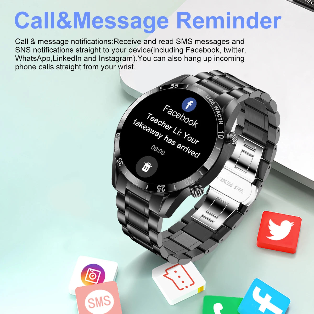 LIGE Fashion Smart Watch Male Fitness Tracker Heart Rate Sleep Monitoring IP67 Waterproof Calling Men Smartwatch For Android IOS