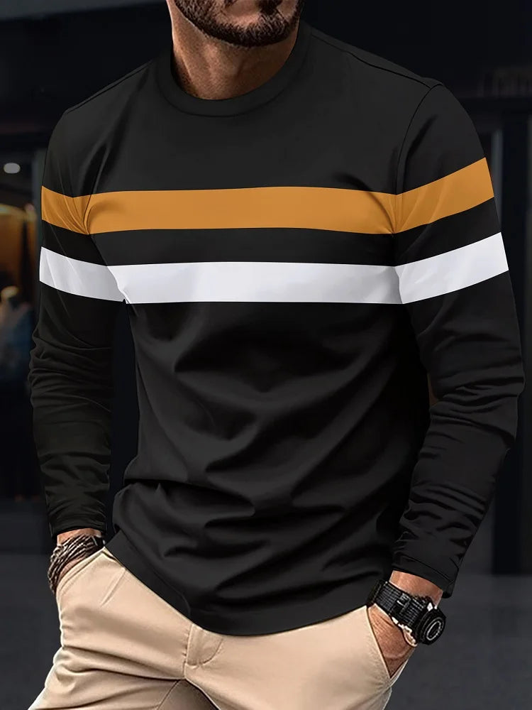 Simple New Spring And Autumn Men's Long Sleeve T-shirt Round Neck Bottom